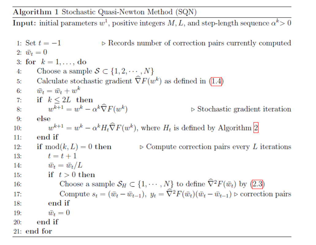 Figure 1: Stochastic Quasi-Newton Method